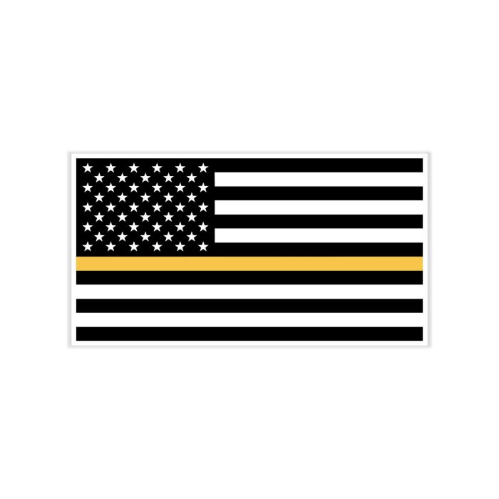 Yellow Line American Flag Full Color Vinyl Decal - custom size
