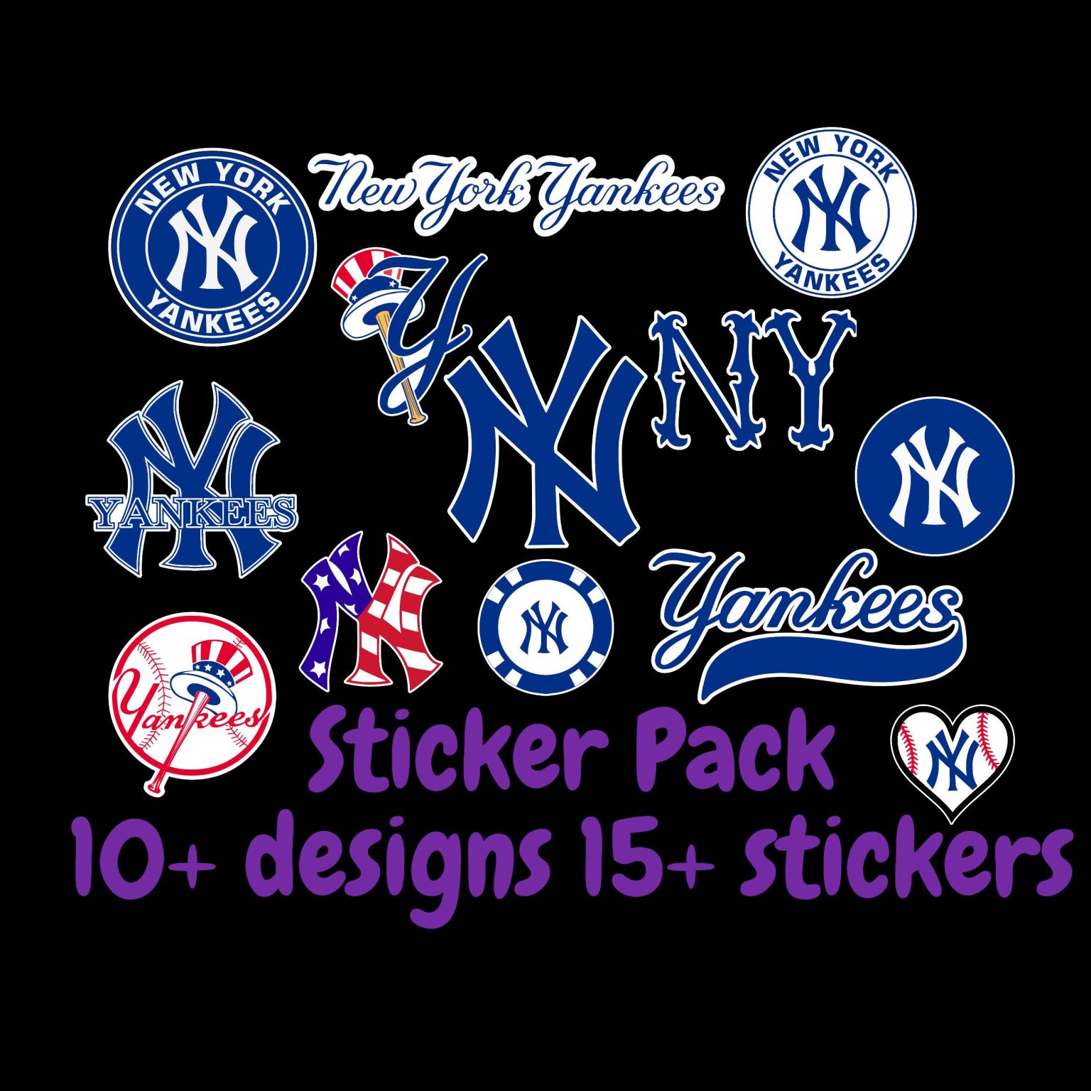 New York Yankees Sticker Pack; ; Laptop Decal ; Yeti Decal; Cell phone