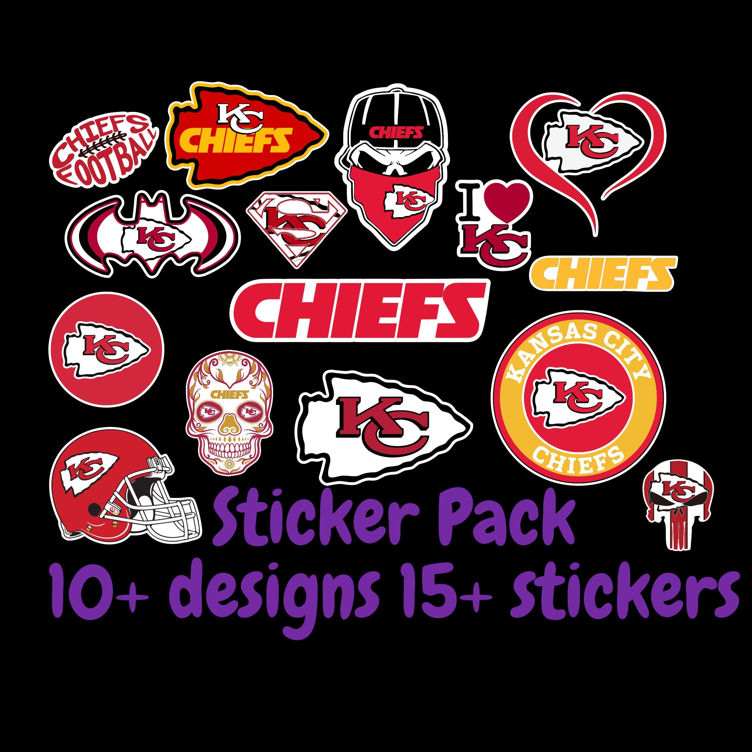 Kansas City Chiefs Sticker Pack; ; Laptop Decal ; Yeti Decal; Cell phone  Decal; Vinyl Car Decal – Biggest Decal Shop