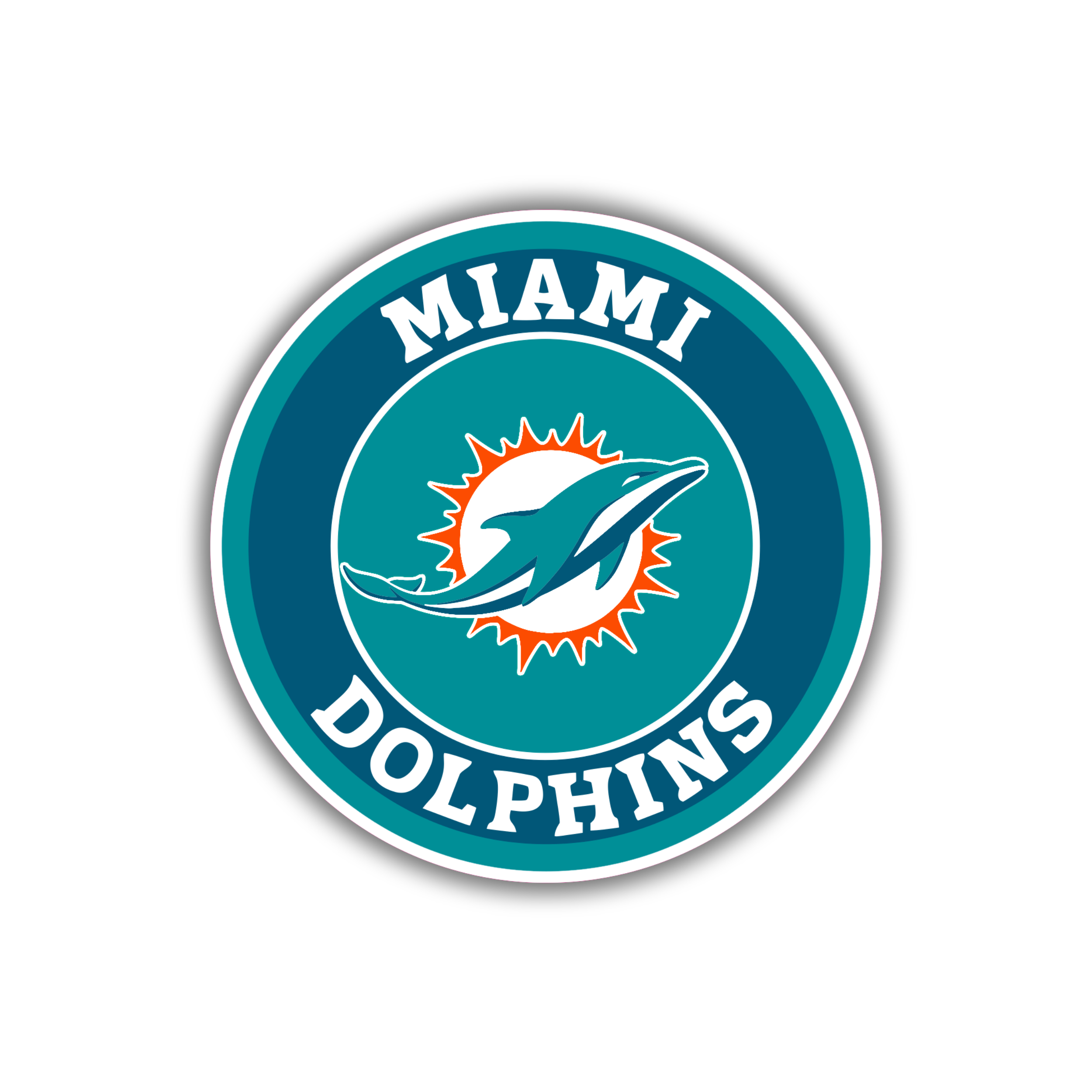Miami Dolphins – Circle – Full Color Vinyl Sticker – Custom Size ...