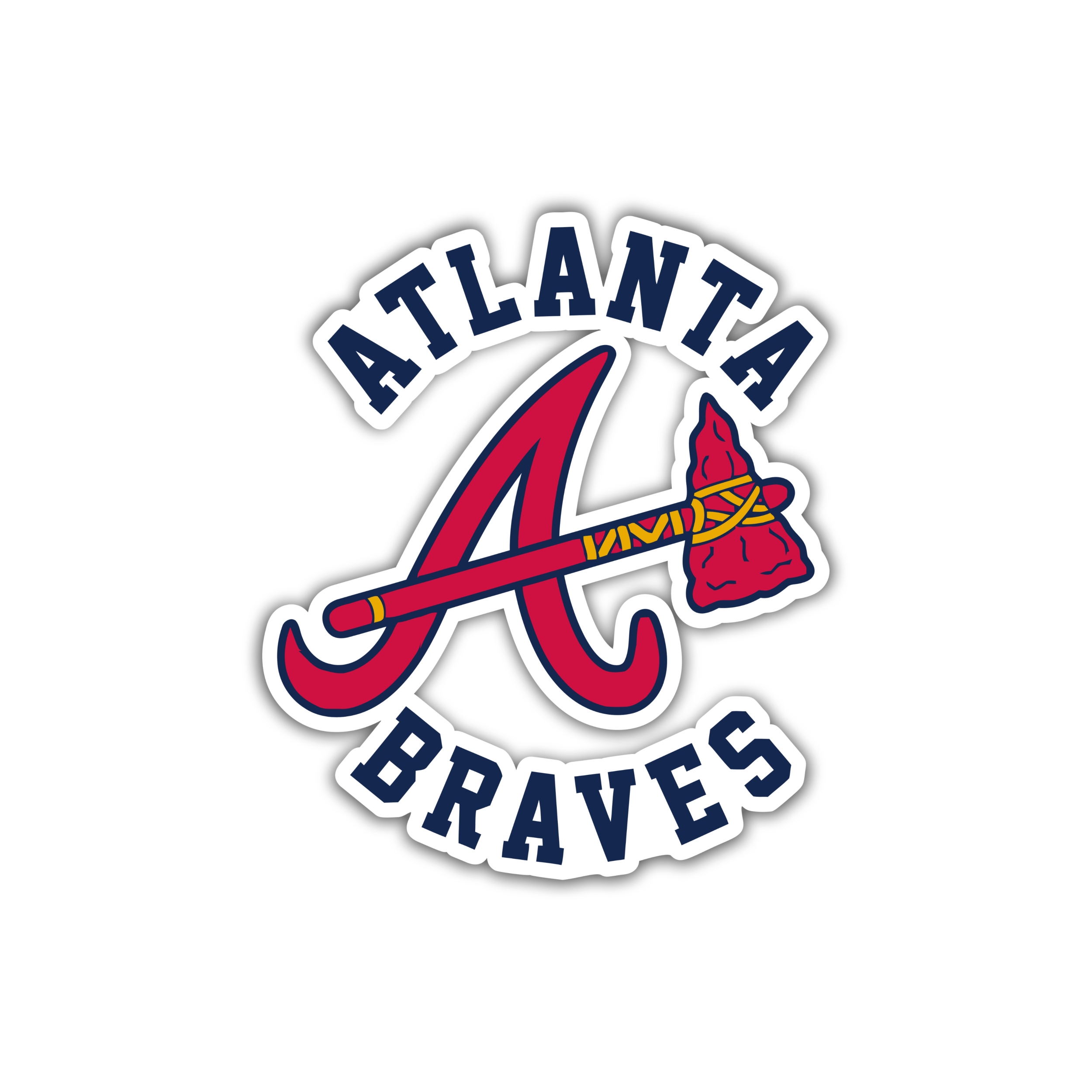 Atlanta Braves MLB Baseball Cap Logo Car Bumper Sticker - 9'', 12'' or 14