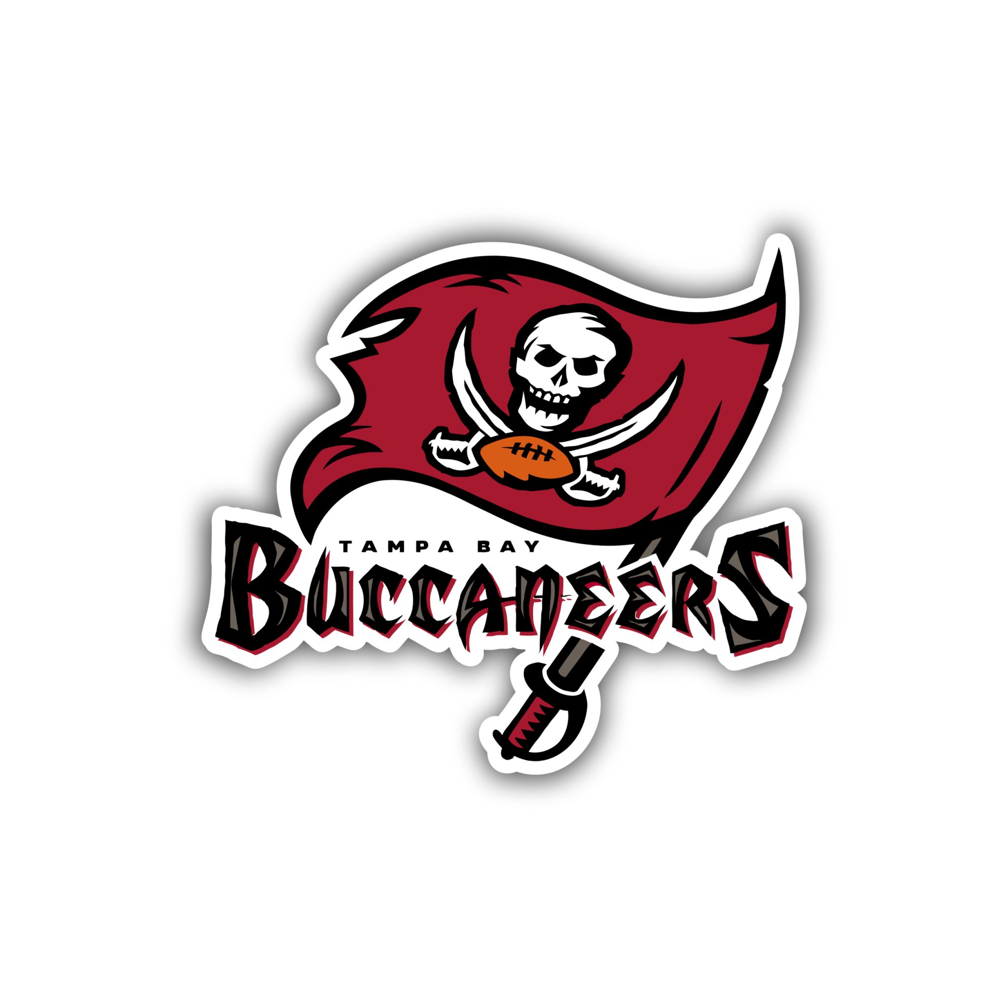 Tampa Bay Buccaneers – Dark Flag Wording – Full Color Vinyl Sticker ...