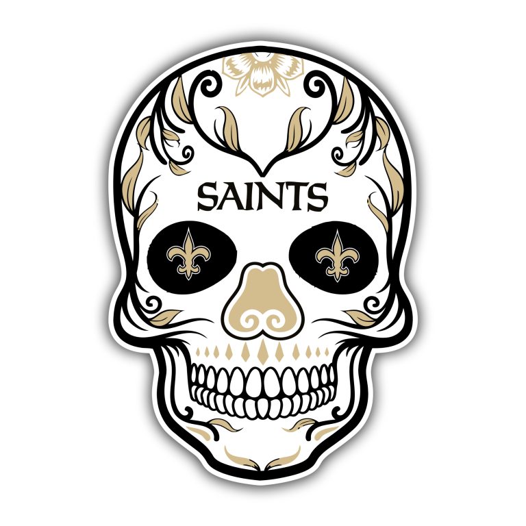 New Orleans Saints Sugar Skull Full Color Vinyl Sticker – Custom Size