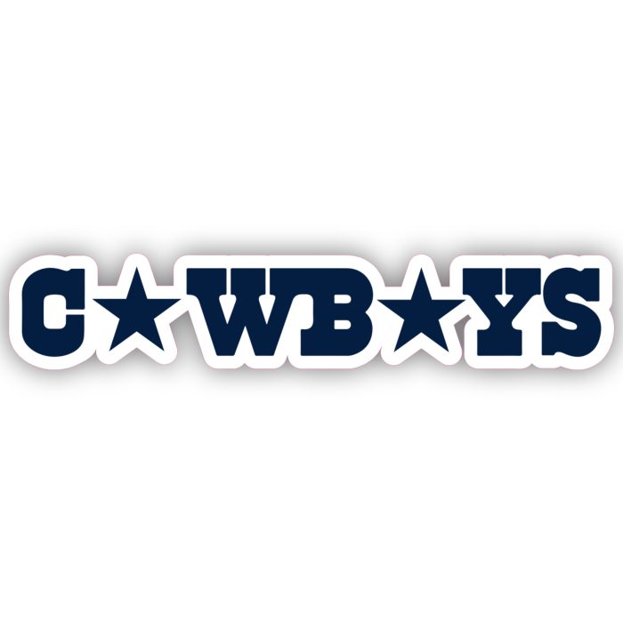 Dallas Cowboys - Lettering with Stars - Full Color Vinyl Sticker - Custom Size