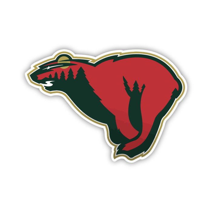 Minnesota Wild - Bear - Iron On - Custom Size