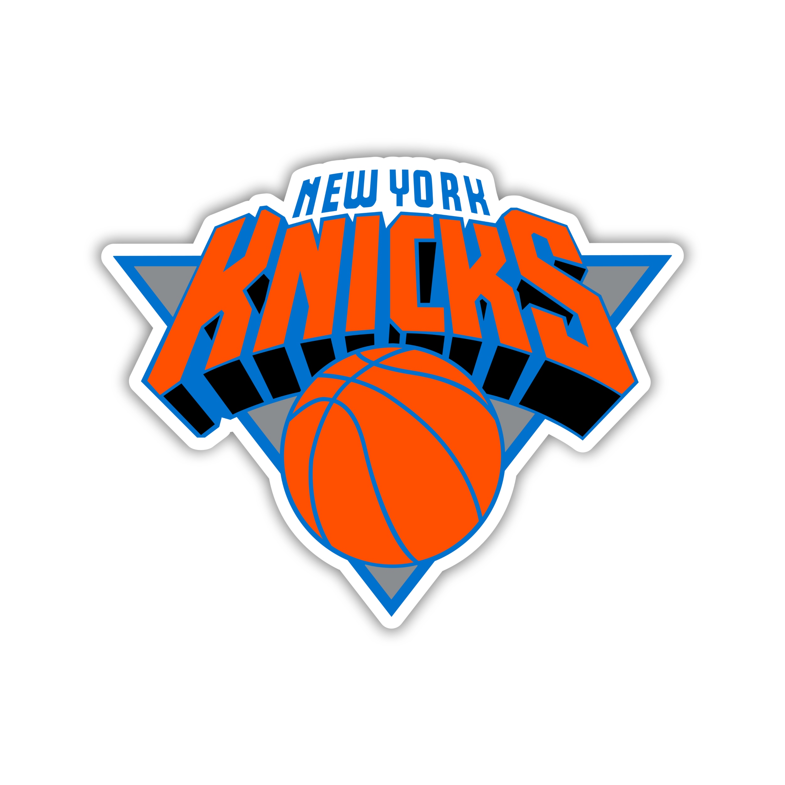 New York Knicks – Orange Basketball with Name Above and Triangle – Iron ...