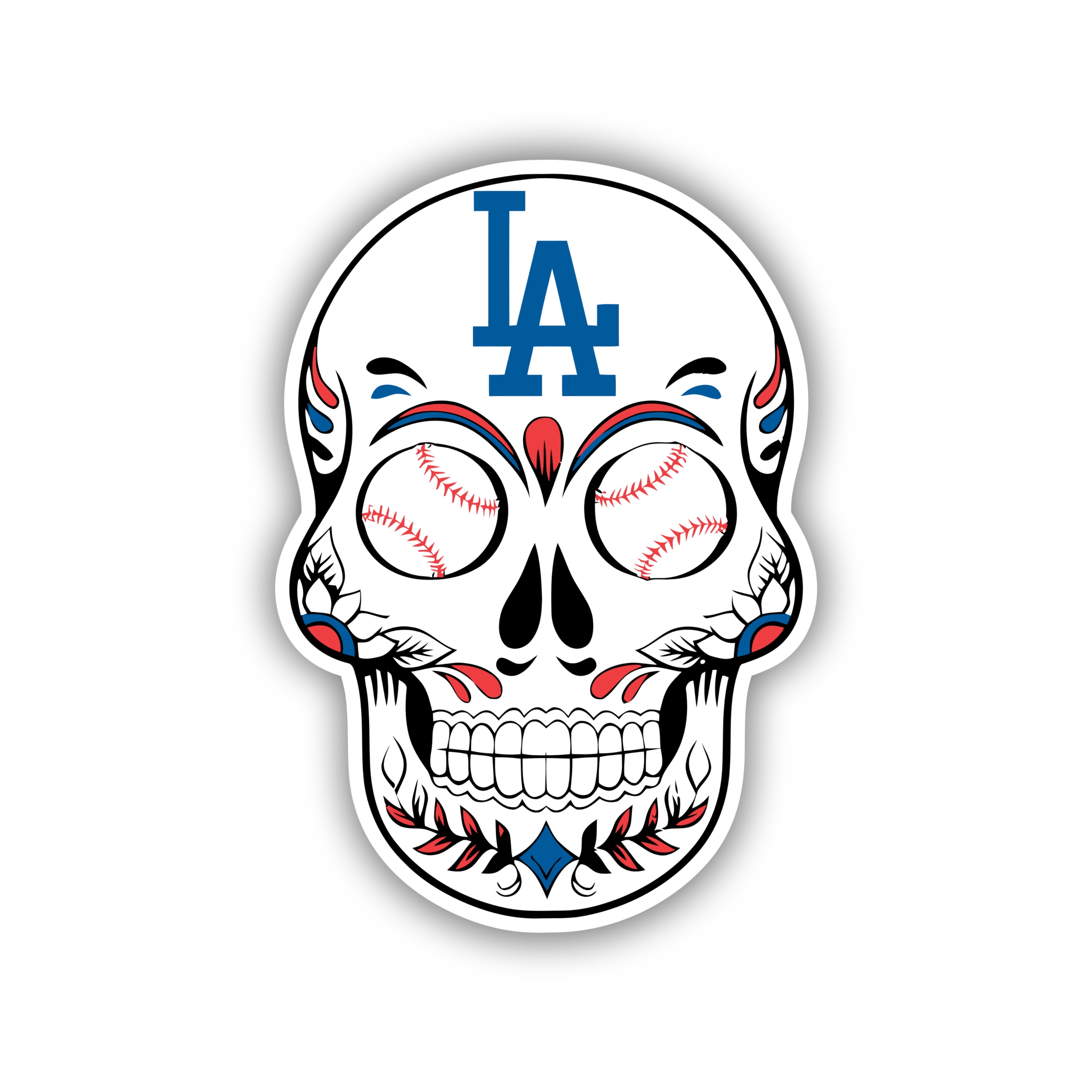 Los Angeles Dodgers – Sugar Skull – Temporary Tattoo – Biggest