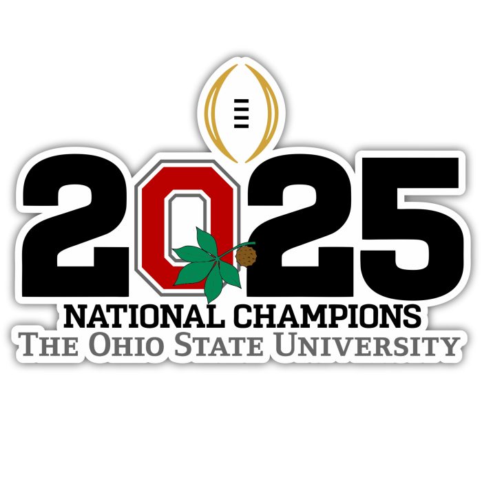 Ohio State Buckeyes - 2025 National Champions - O with leaf  - Full Color Vinyl Decal