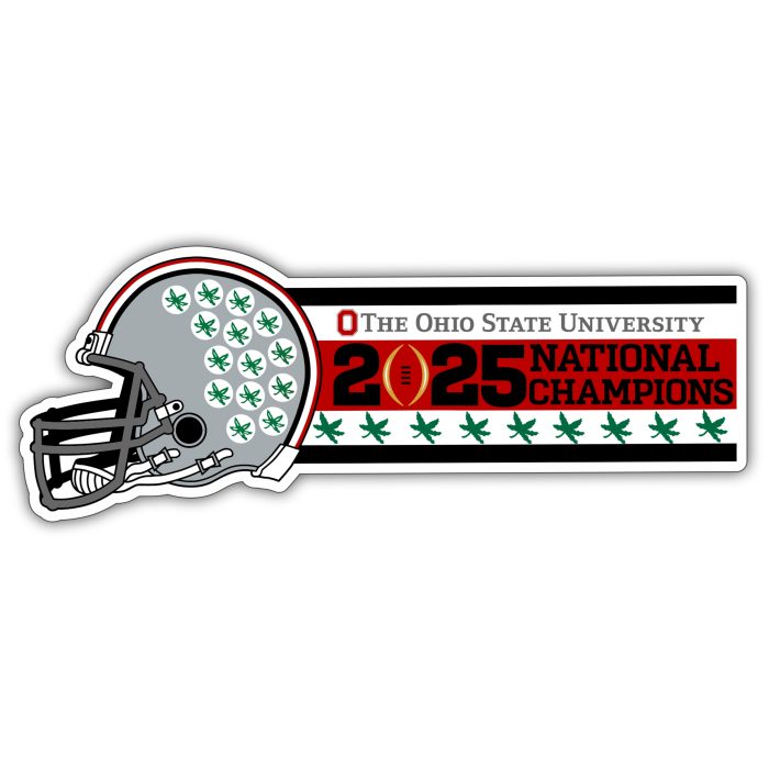 Ohio State Buckeyes - 2025 National Champions - Helmet with 9 buckeye leaves  - Full Color Vinyl Decal
