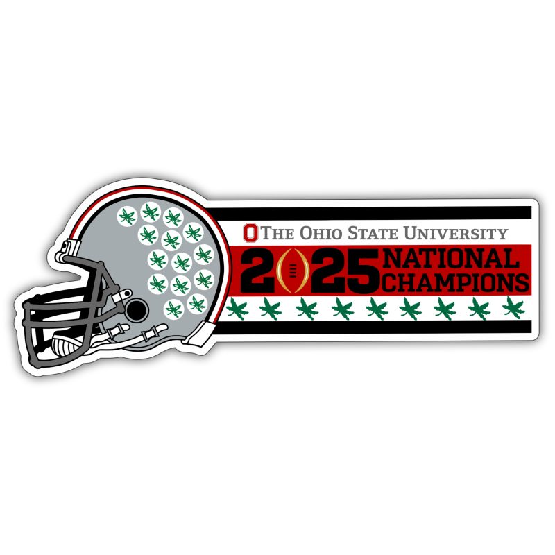 Ohio State Buckeyes - 2025 National Champions - Helmet with 9 buckeye leaves - Full Color Vinyl Decal