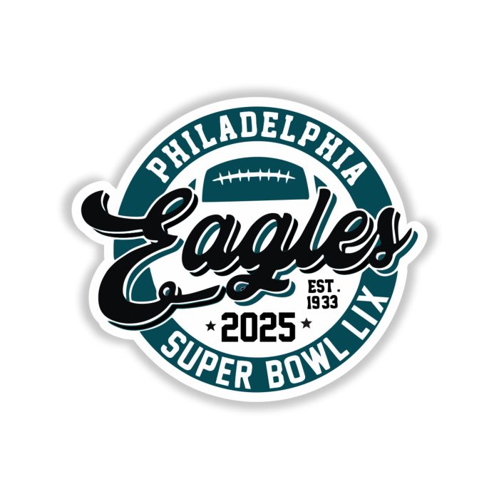 Philadelphia Eagles - 2025 Superbowl - Full Color Vinyl Sticker - Custom Size