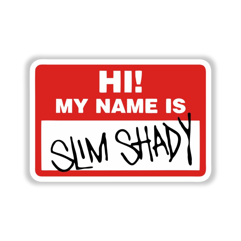 Eminem - Slim Shady Name Tag - Full Color Vinyl Sticker - Custom Size
