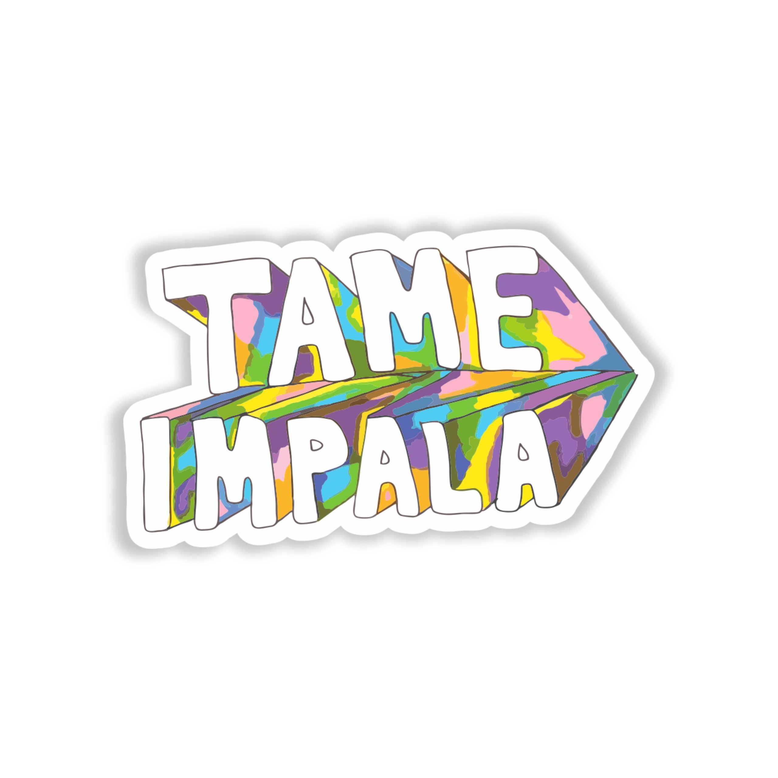 Tame Impala - Name in Color - Full Color Vinyl Sticker - Custom Size