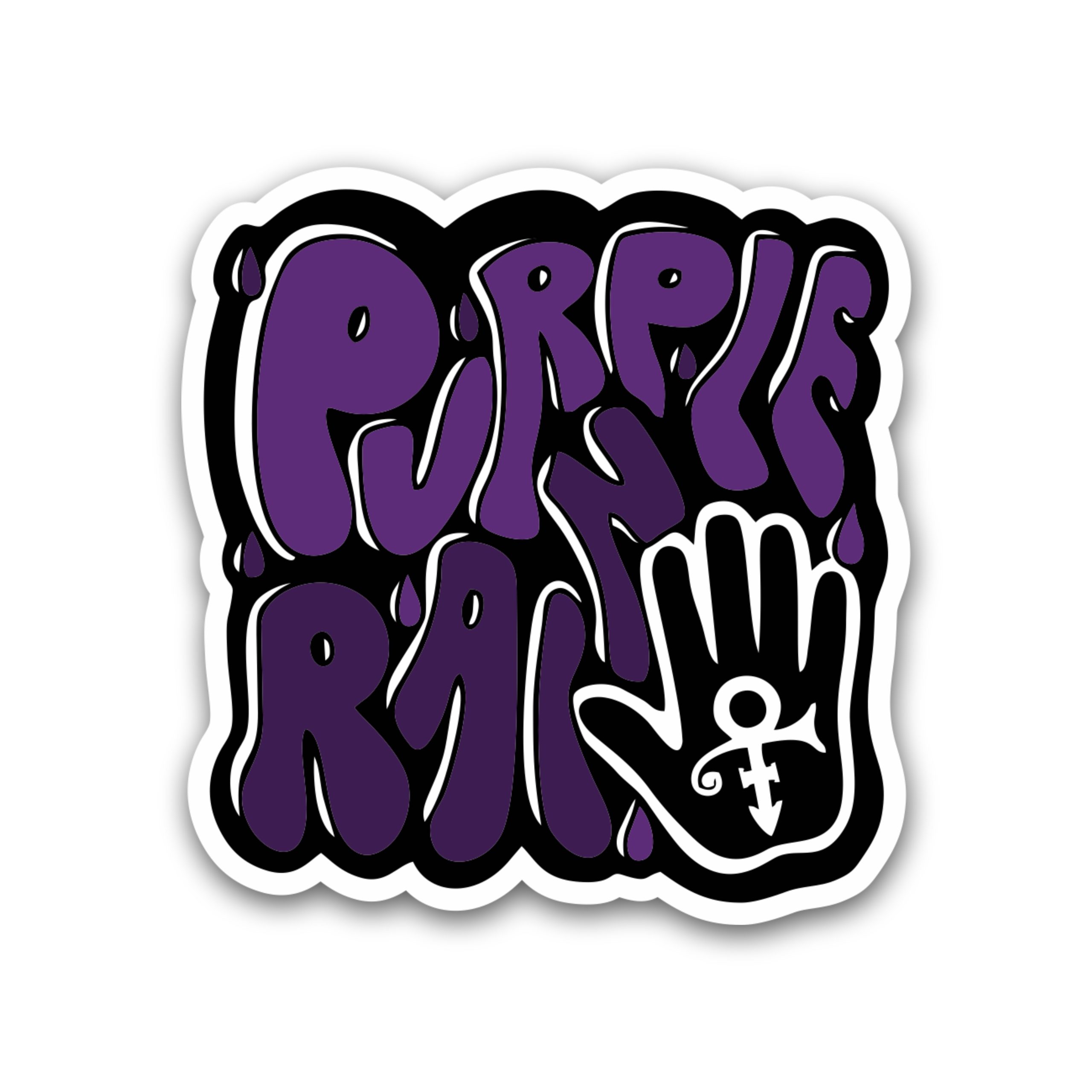 Prince - Purple Rain in Groovy Style - Full Color Vinyl Sticker - Custom Size