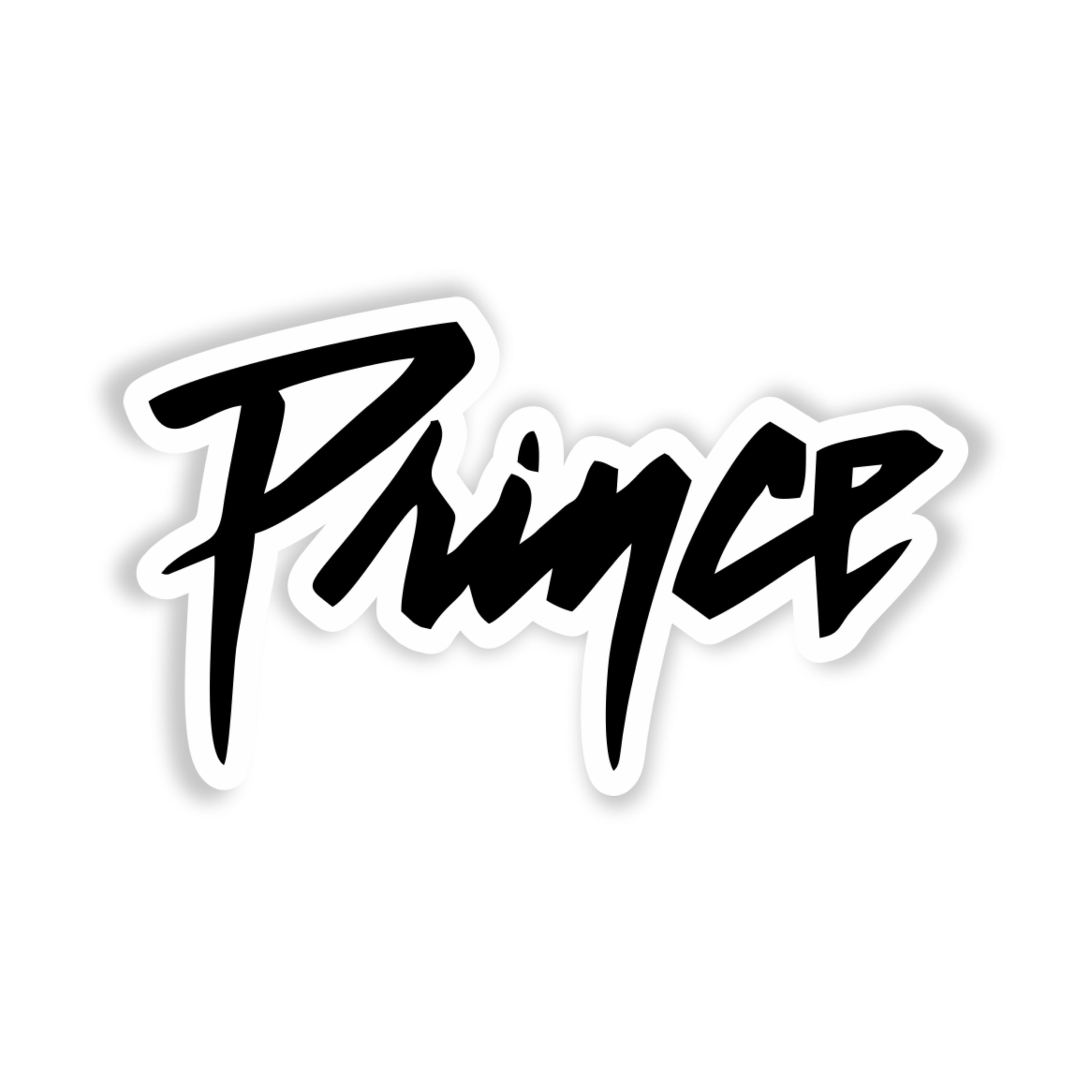 Prince - Name in All Black- Full Color Vinyl Sticker - Custom Size