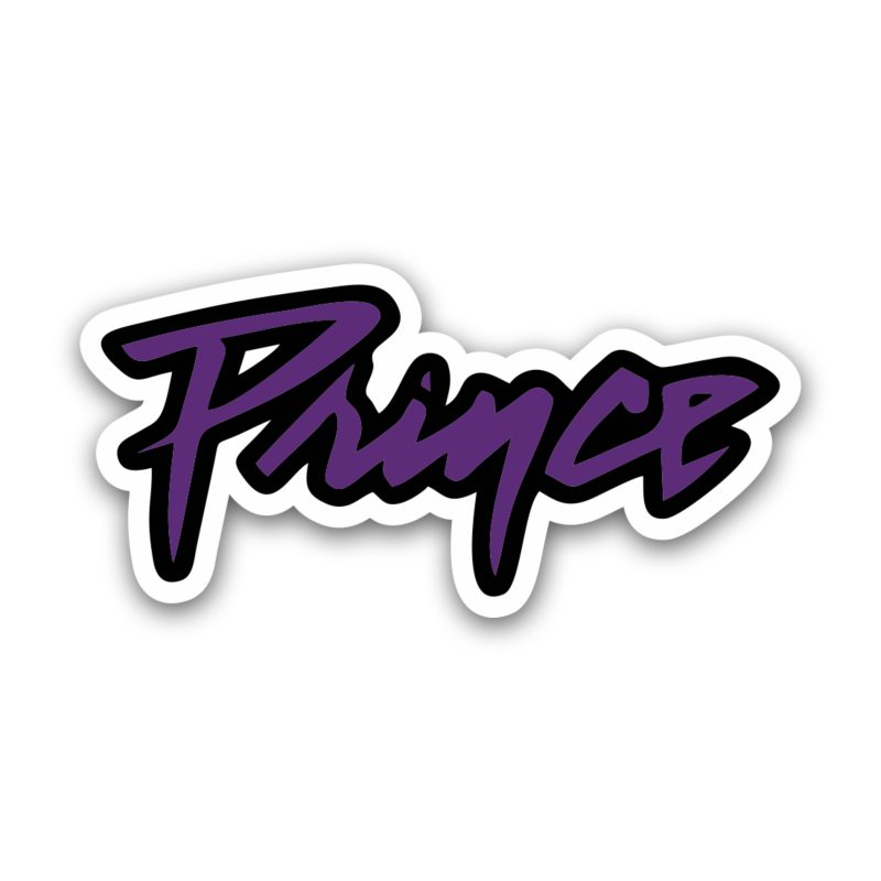 Prince - Name in Purple & Black - Full Color Vinyl Sticker - Custom Size