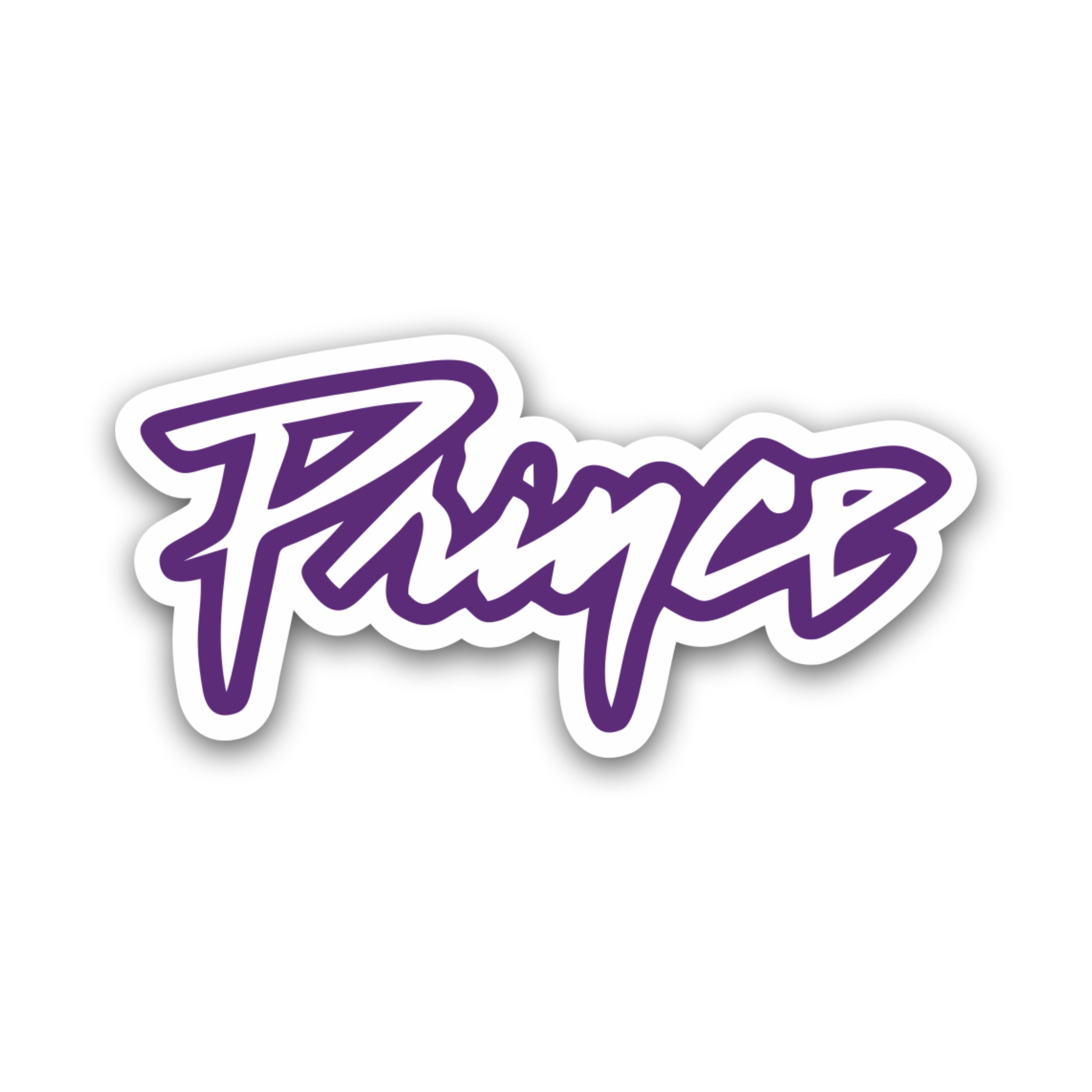 Prince - Name in Purple & White - Full Color Vinyl Sticker - Custom Size