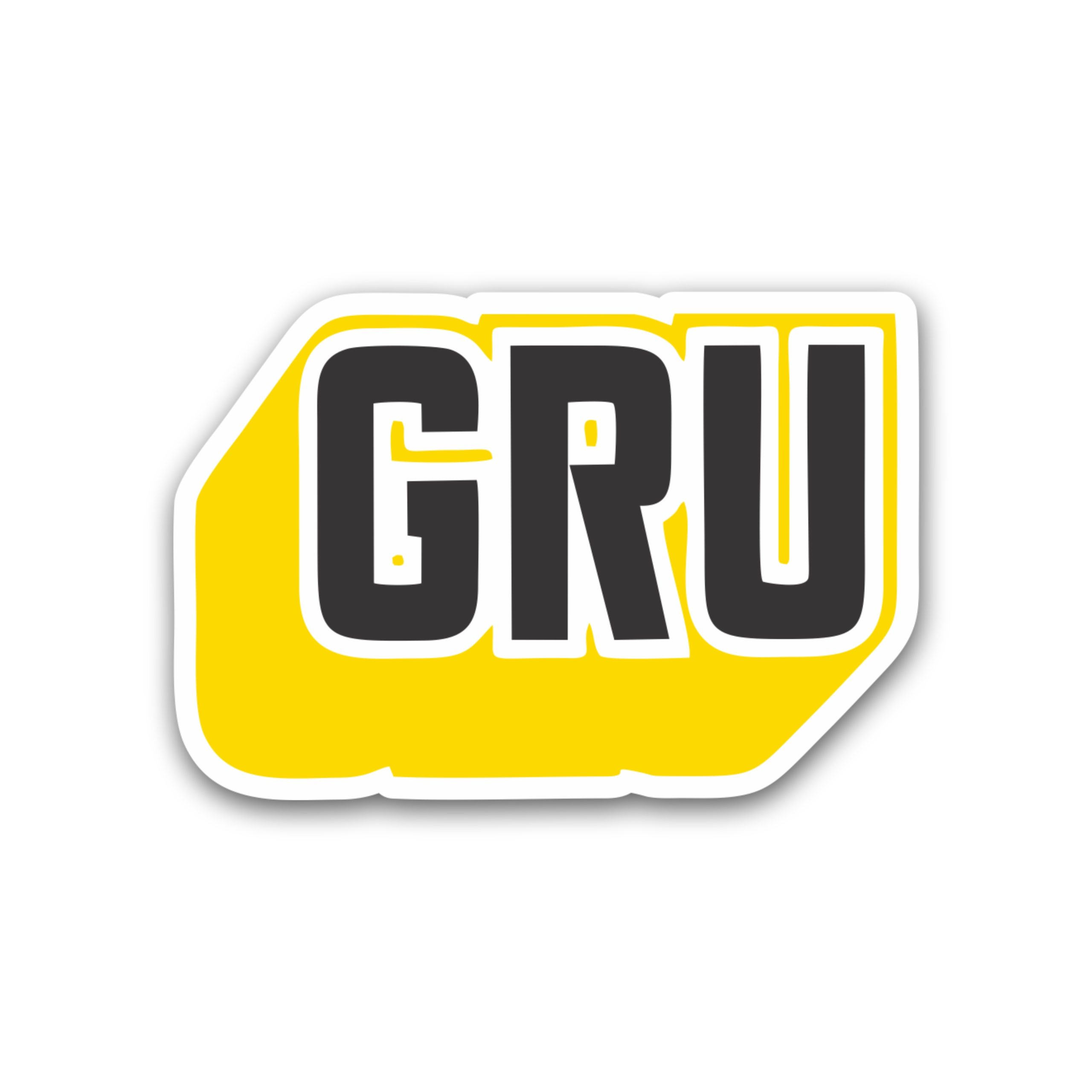 Despicable Me - Gru Name In Yellow & Black - Full Color Vinyl Sticker - Custom Size