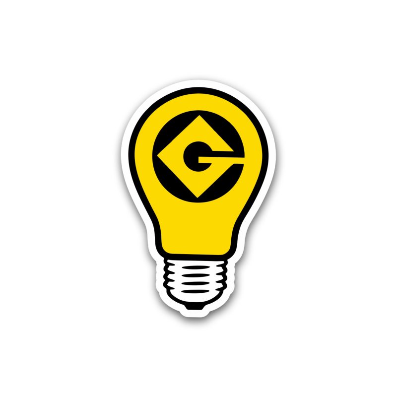 Despicable Me - Gru Logo With Lightbulb- Full Color Vinyl Sticker - Custom Size