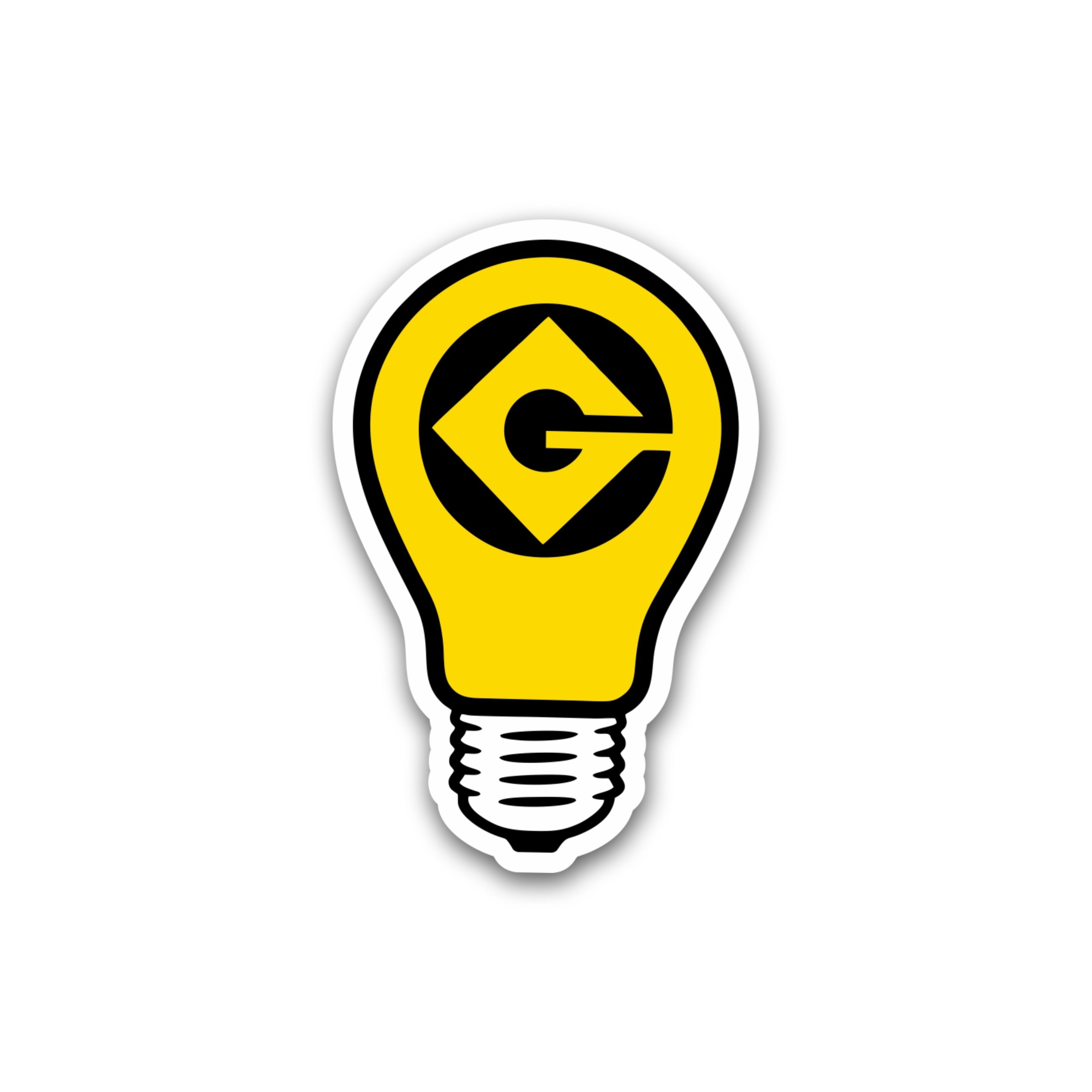 Despicable Me - Gru Logo With Lightbulb- Full Color Vinyl Sticker - Custom Size