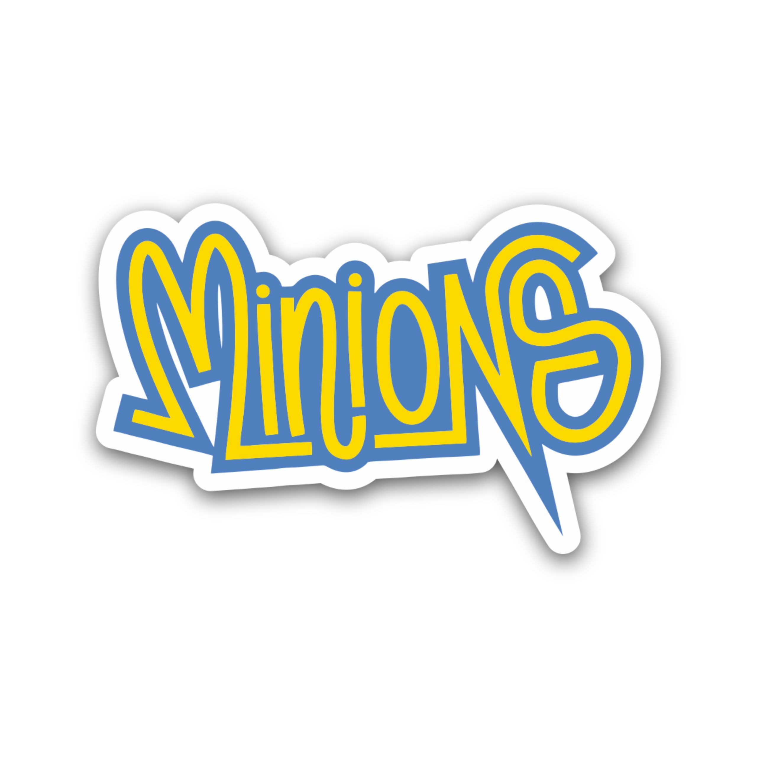 Despicable Me - Minion Name in Yellow & Blue 2 - Full Color Vinyl Sticker - Custom Size