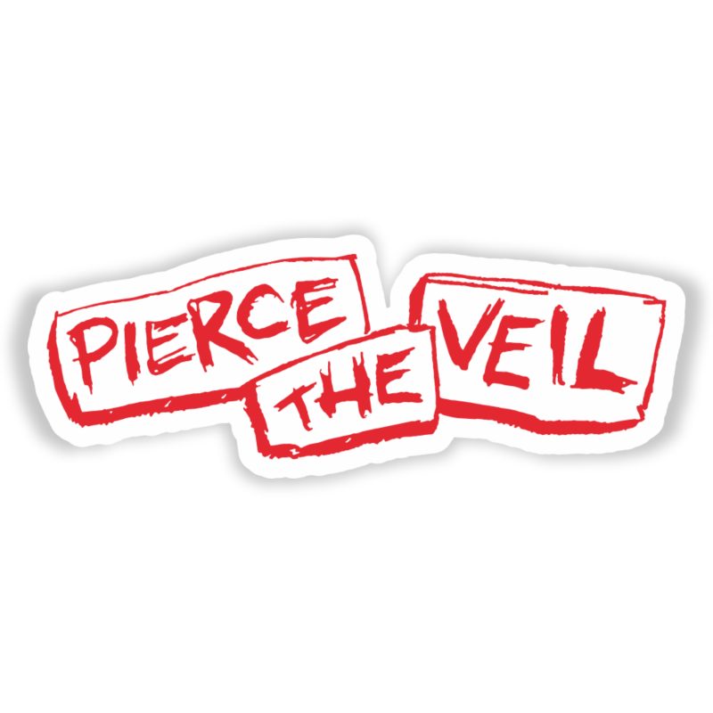 Pierce The Veil - Name in Red - Full Color Vinyl Sticker - Custom Size
