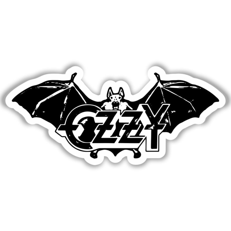 Ozzy Osbourne - Name with Bat - Full Color Vinyl Sticker - Custom Size