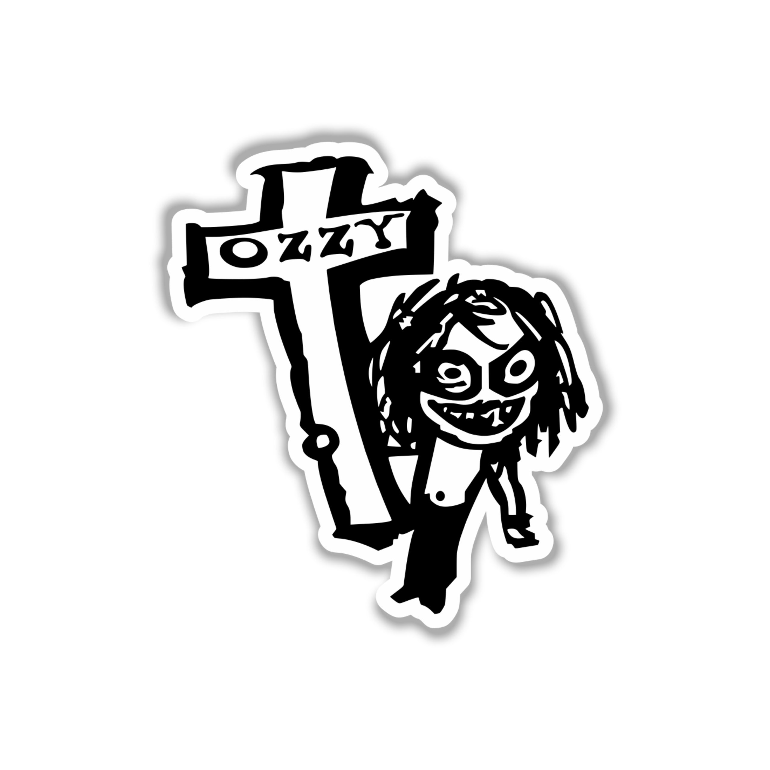 Ozzy Osbourne - Ozzy Holding Cross - Full Color Vinyl Sticker - Custom Size