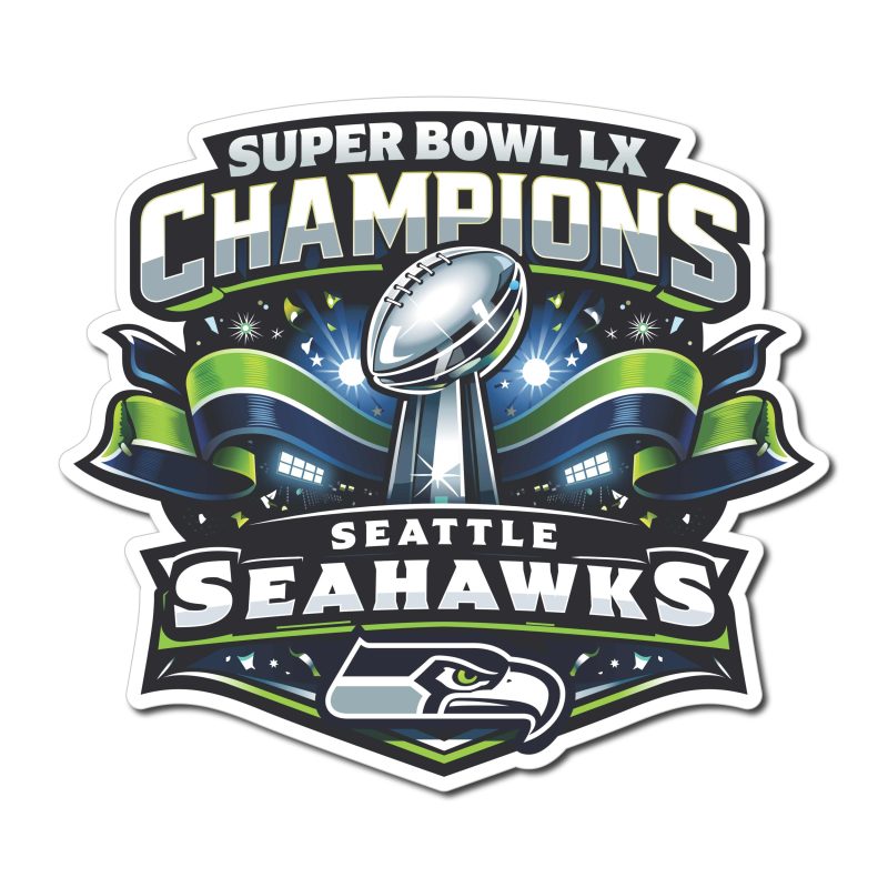 Seattle Seahawks Full Color Vinyl Sticker - Custom Size - 12 Inches