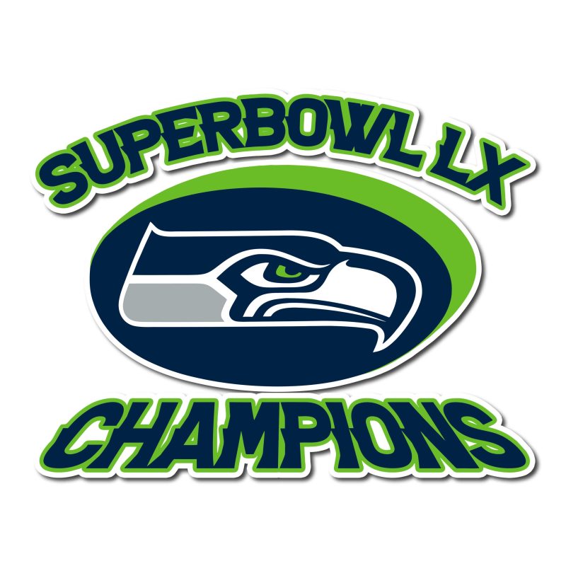 Seattle Seahawks Full Color Vinyl Sticker - Custom Size - 10 Inches