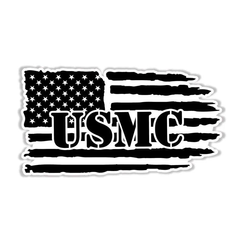USMC American Flag Full Color Vinyl Decal - Custom Size