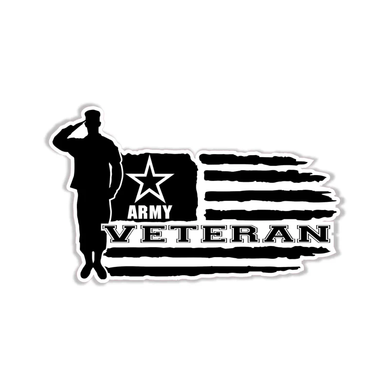 Veteran American Flag Full Color Vinyl Decal - Custom Size