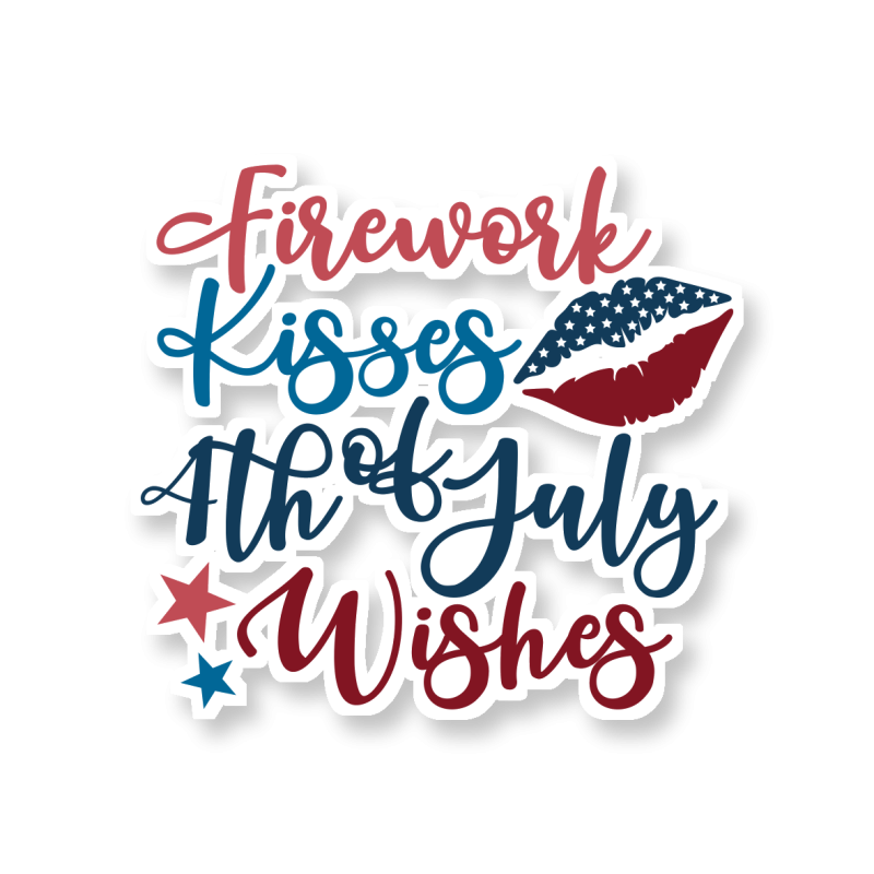 Firework Kisses 4th of July Wishes - Temporary Tattoo