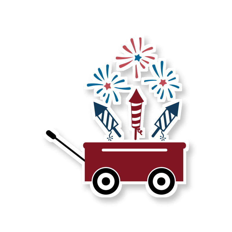 Wagon with Fireworks - Temporary Tattoo