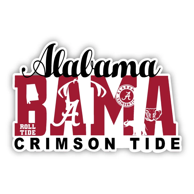 Alabama Crimson Tide - Crimson and Black Lettering - Temporary Tattoo