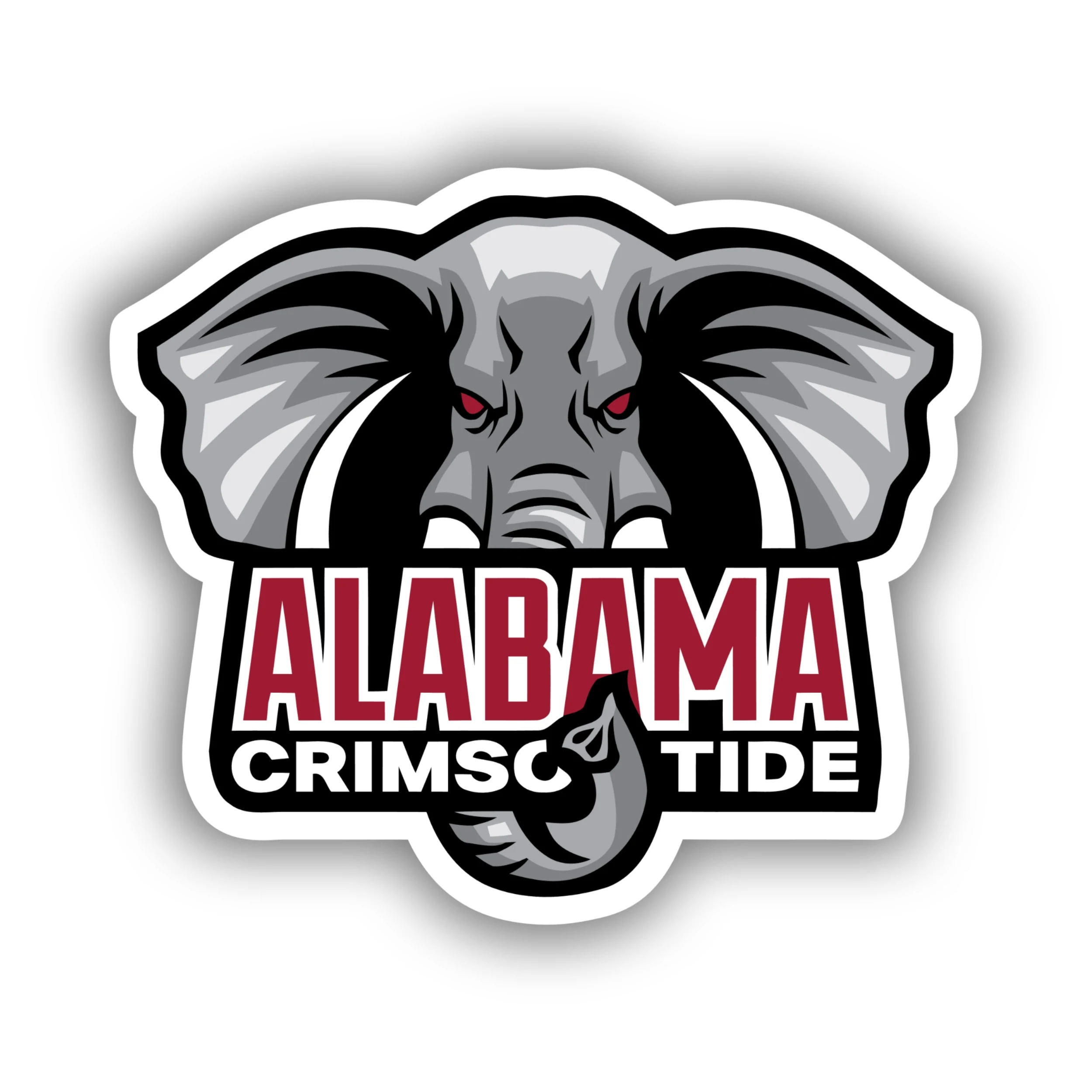 Alabama Crimson Tide - Elephant Head with Lettering- Iron On - Custom Size