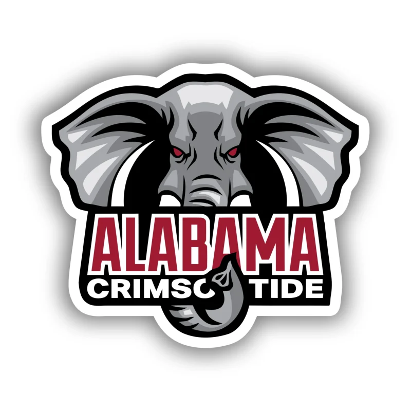 Alabama Crimson Tide - Elephant Head with Lettering - Temporary Tattoo