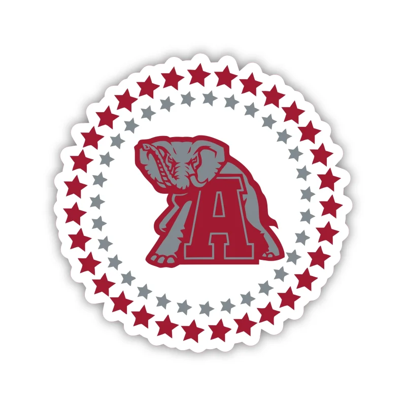 Alabama Crimson Tide - Elephant with Stars - Iron On DTF Transfer - Custom Size
