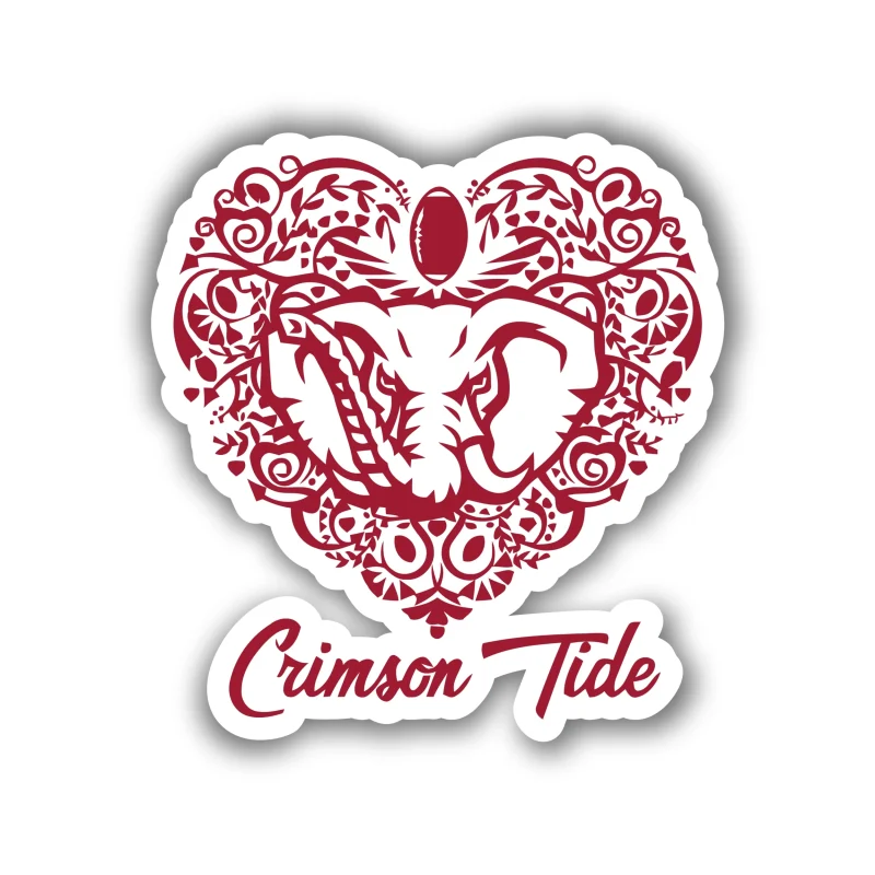 Alabama Crimson Tide - Heart with Elephant - Temporary Tattoo