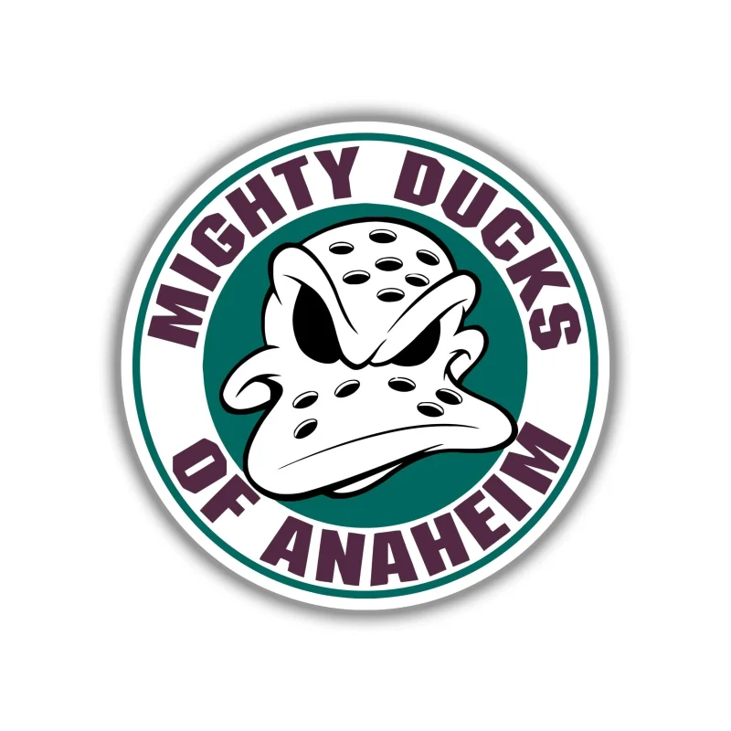 Anaheim Ducks - Green Circle With Name - Full Color Vinyl Sticker - Custom Size
