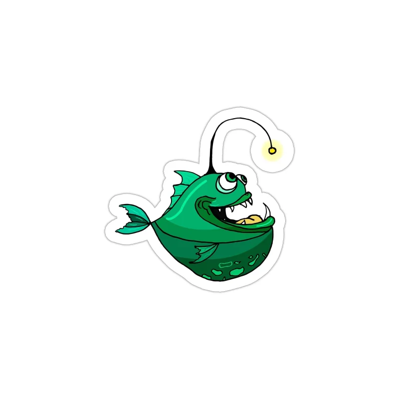Anglerfish Full Color Vinyl Sticker - Custom Size