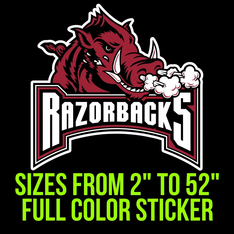 Arkansas Razorbacks Full Color Vinyl Decal - Custom Size