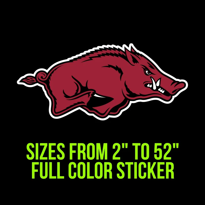 Arkansas Razorbacks Full Color Vinyl Decal - Custom Size