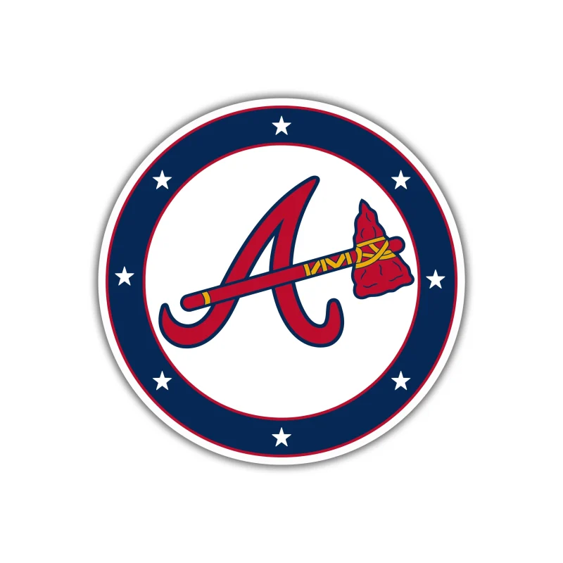 Atlanta Braves - Blue Circle With Stars - Full Color Vinyl Sticker - Custom Size
