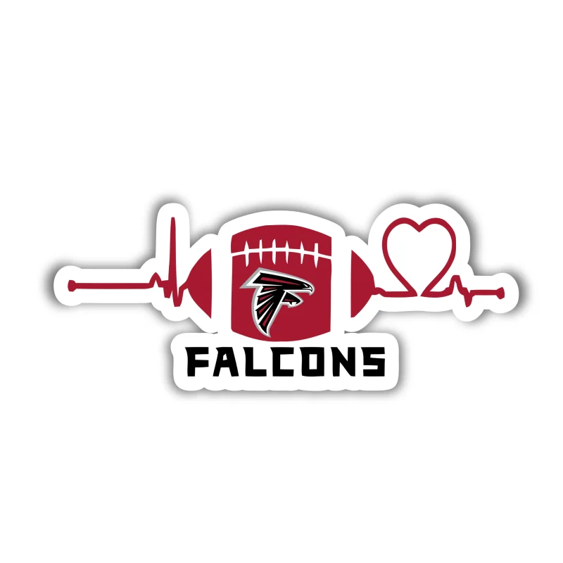 Atlanta Falcons - Football With Heartbeat - Iron On DTF Transfer - Custom Size