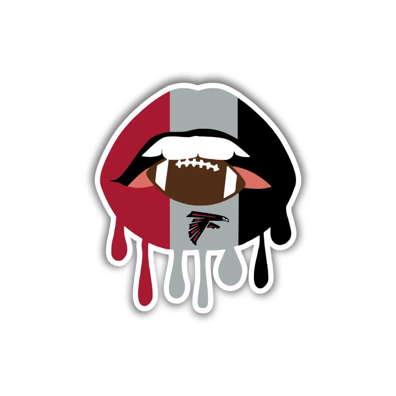 Atlanta Falcons - Lips With Football - Iron On DTF Transfer - Custom Size