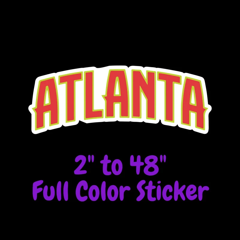 Atlanta Hawks - Atlanta - Full Color Vinyl Sticker - Custom Size