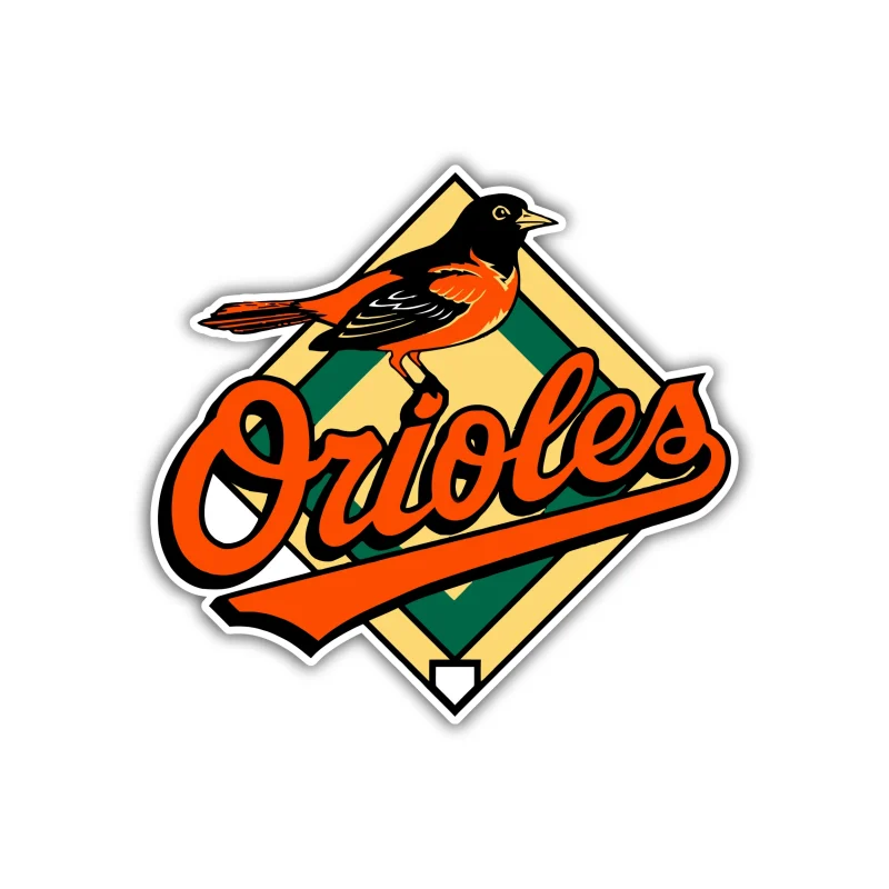 Baltimore Orioles - Name with Bird on Diamond Plate - Temporary Tattoo