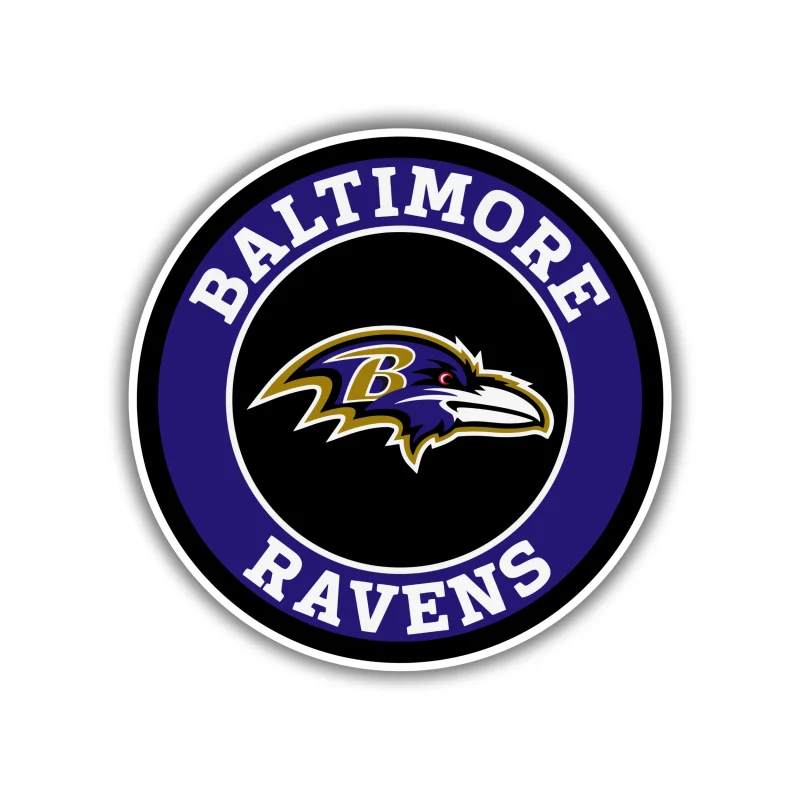 Baltimore Ravens - Purple and Black Circle with Raven - Iron On DTF Transfer - Custom Size