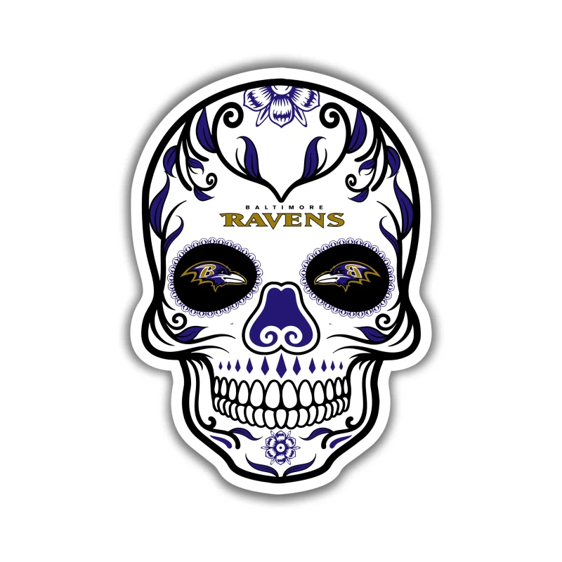 Baltimore Ravens - Sugar Skull - Temporary Tattoo